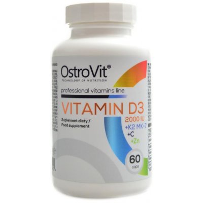 OstroVit Vitamín D3 2000 IU + K2 MK-7 + C + Zn 60 kapslí – Hledejceny.cz