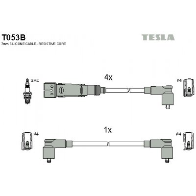 TESLA Sada kabelů pro zapalování T053B – Hledejceny.cz