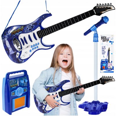Kruzzel 22409 Dětská rocková elektrická kytara a zesilovač a mikrofon modrá – Hledejceny.cz