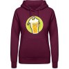 Dámská mikina s potiskem AWDis Hoodie mikina Design Smrtka v pivní sklenici Purpurovočervená