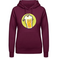 AWDis Hoodie mikina Design Smrtka v pivní sklenici Purpurovočervená