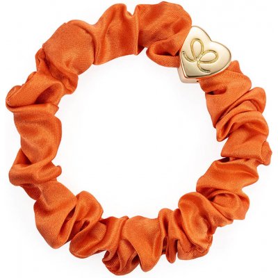 By Eloise Gold Heart Silk Scrunchie –⁠ Orange Peel