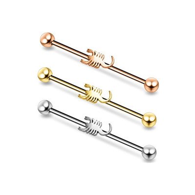 Piercingate industrial piercing škorpión PIN00068 Růžové zlato – Zboží Mobilmania