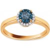 Prsteny iZlato Forever zlatý prsten s London Blue topasem a diamanty Rue KU876