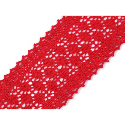 Bavlněná krajka / vsadka paličkovaná šíře 60 mm Varianta: 12 červená, Balení: 1 m – Zboží Mobilmania