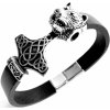 Náramek Steel Jewelry náramek Vlk černý kožený s kombinací chirurgické oceli NR180416