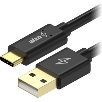 AlzaPower APW-CBTC2201B Core Charge USB-A to USB-C 2.0, 0,1m, černý