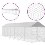 vidaXL Venkovní psí kotec se střechou stříbrný 200 x 1400 x 250 cm – Zboží Dáma