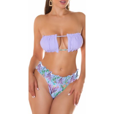 Sexy dvoudílné plavky s květinovým potiskem lilac