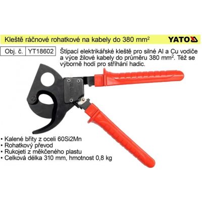 YATO Kleště ráčnové rohatkové na kabely do průřezu 380mm2 – Zboží Mobilmania