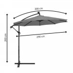 SPRINGOS ATENA GU0046 Zahradní slunečník s led osvětlením 290 cm, šedý – Hledejceny.cz