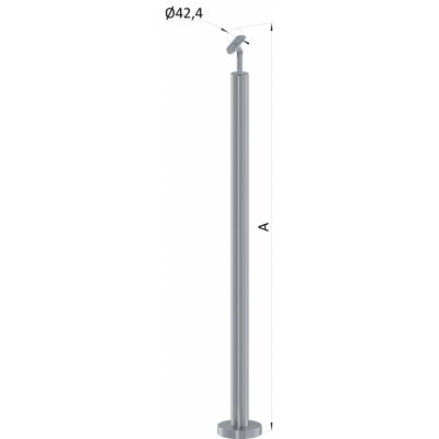 Nerezový sloup, vrchní kotvení, bez výplne, vrch nastavitelný (ø 42.4x2mm), broušená nerez K320 /AISI316 – Zboží Mobilmania