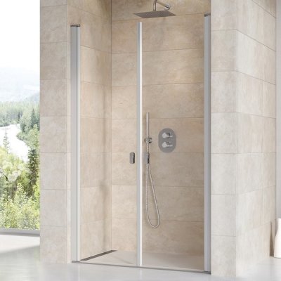 Ravak CHROME CSDL2 - 90 SATIN+TRANSPARENT, sprchové dveře otevírací dvoukřídlé (lítačky) 90 cm, profily matný hliník, čiré sklo – Zbozi.Blesk.cz