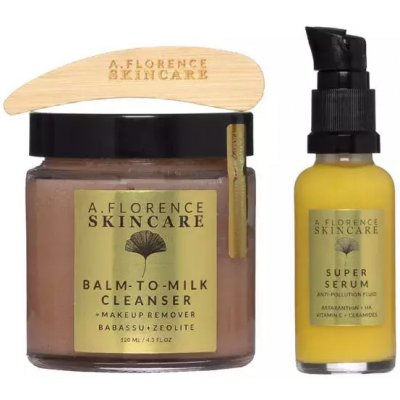 A. Florence Brightening Set Rozjasňující sada Super Serum Anti-Pollution Fluid 30 ml + Balm To Milk Cleanser Make-Up Remover 120 ml dárková sada