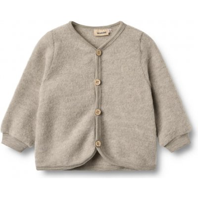 Dětský svetřík z merino vlny cardigan WHEAT khaki melange – Zboží Dáma