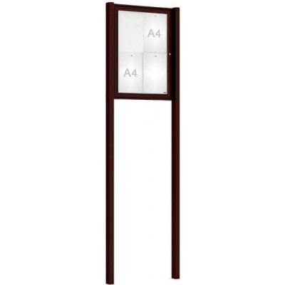 PROCITY Venkovní elegantní vitrína Tradition, 4 x A4, včetně sloupků, hnědá – Zboží Živě
