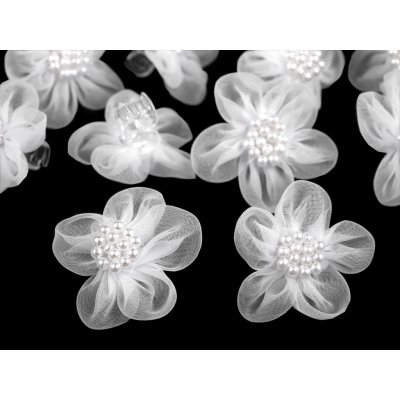 Prima-obchod Skřipec do vlasů s květem, barva 1 Ø3,5 cm bílá – Zboží Dáma