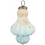 Clayre & Eef Béžovo-tyrkysová vánoční skleněná ozdoba baňka Ø 8*12 cm – Hledejceny.cz
