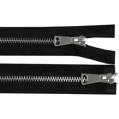 Kovový zip dělitelný, 2 jezdce / dvoucestný, šíře 5 mm, délka 60 cm - černá – Hledejceny.cz