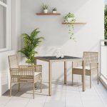 OMAXI 891075 Zahradní jídelní souprava 3 pcs Béžová Poly ratan – Hledejceny.cz
