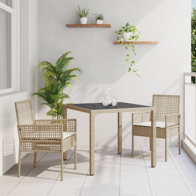 OMAXI 891075 Zahradní jídelní souprava 3 pcs Béžová Poly ratan – Hledejceny.cz