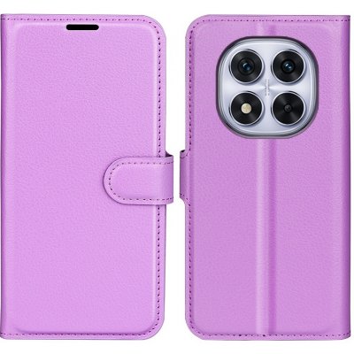 Litchi knížkové pouzdro na Xiaomi Redmi Note 14 Pro 5G/Poco X7 5G - fialové – Zboží Živě