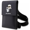 Baterie pro bezdrátové telefony Karl Lagerfeld Saffiano Metal Logo NFT Wallet Phone Bag Black