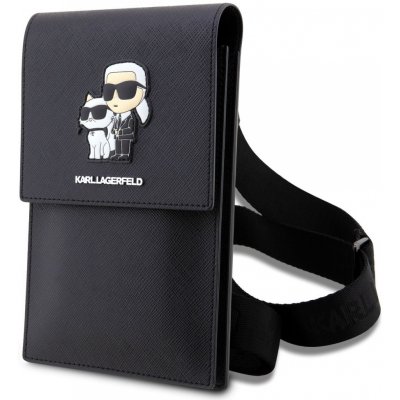 Karl Lagerfeld Saffiano Metal Logo NFT Wallet Phone Bag Black – Zboží Živě