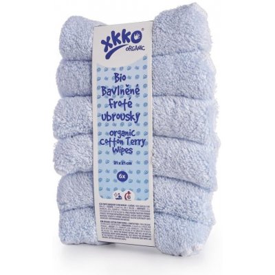 XKKO BIO bavlněné froté ubrousky Organic 21x21 Baby Blue 6ks – Zboží Dáma