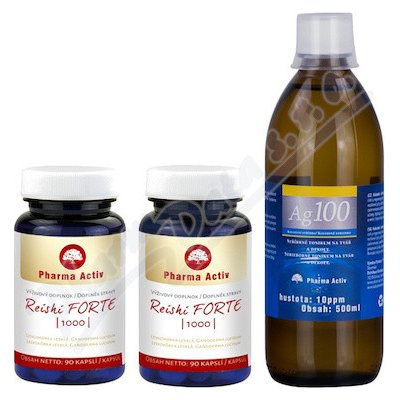 Pharma Activ Reishi Forte1000 90 kapslí 1+1 + Ag100 10ppm 500 ml