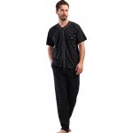 1P1399 pánské pyžamo kr.rukáv puntíkaté propínací černé – Hledejceny.cz
