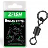 Rybářská karabinka a obratlík ZFISH Obratlík Rolling Swivel With Ring Black Matt vel. 8 10 ks