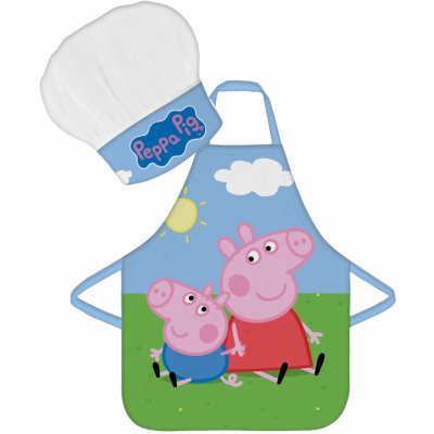 Brandmac Dětská zástěra s čepicí Peppa Pig And George 45X50 CM 2X33CM – Zboží Mobilmania