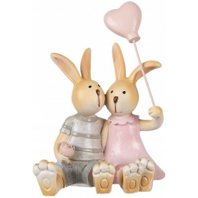 Clayre & Eef Dekorace králíčci s balónkem srdce - 8*6*10 cm – Hledejceny.cz