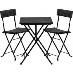 Stilista M87067 Zahradní polyratanový set, černý, 2 židle + stůl