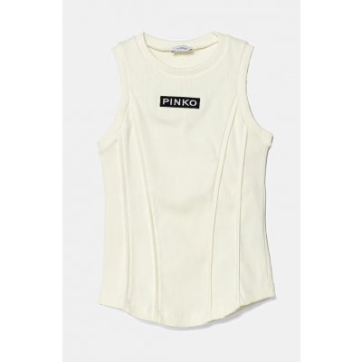 Pinko Up tílko s logem žebro smetanové – Zboží Dáma