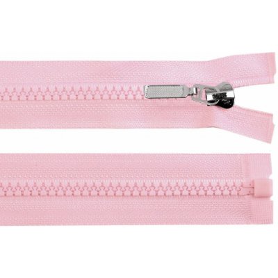 Zip kostěný dělitelný No 5 délka 30 cm - bundový s ozdobným jezdcem barva 133 růžová světlá – Hledejceny.cz