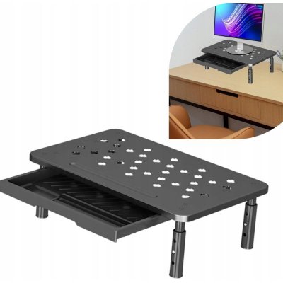 Podstavec pod monitor s výsuvným šuplíkem, nastavitelný, 37x23,5x3,5 cm – Zboží Živě
