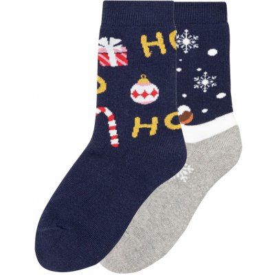 Pepperts Dívčí vánoční termo ponožky s BIO bavlnou, 2 páry navy modrá / šedá