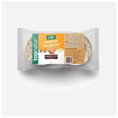 Topnatur Kukuřičné chlebíčky se slaným karamelem s jogurtovou polevou 70 g – Sleviste.cz