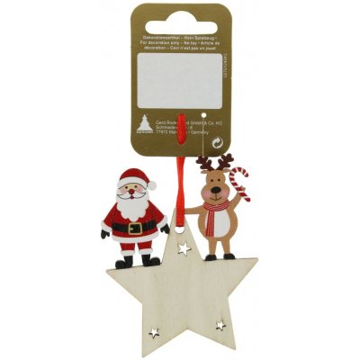 Gerd Rodermund Dřevěný závěs hvězda k popsání Santa a los 6,5 x 8,5 cm – Hledejceny.cz