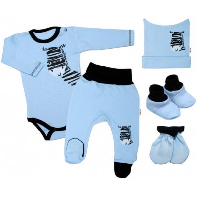 Baby Nellys 5-ti dílná soupravička do porodnice Zebra modrá