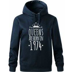 Queens are born in 1974 Oversized mikina dámská Moon kratší + širší Námořní modrá velmi tmavá téměř černá