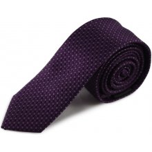 Fialová úzká hedvábná kravata s jemným vzorkem