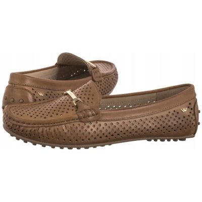 Světle hnědé kožené ažurové mokasíny – Sleviste.cz
