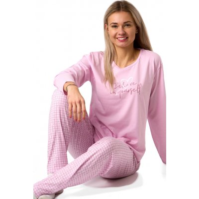 Růžové bavlněné Believe in yourself se srdíčky 1B2332 růžová S – Zboží Dáma