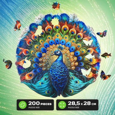 EscapeWelt Dřevěné luminiscenční Páv 200 dílků – Zboží Dáma