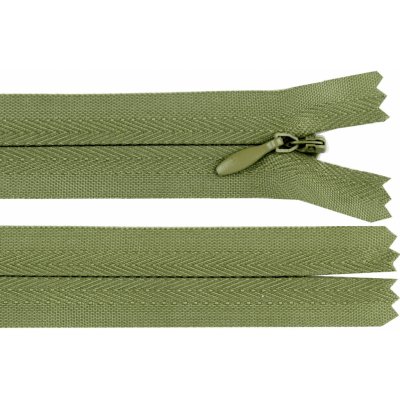Spirálový zip skrytý šíře 3 mm, délka 22 cm - khaki – Hledejceny.cz