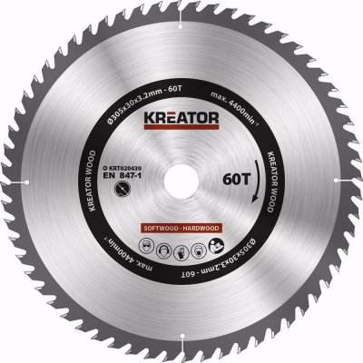 KREATOR KRT020430 Pilový kotouč na dřevo 305mm, 60T