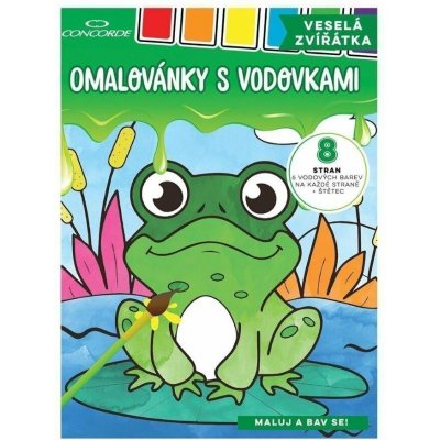 Omalovánky s vodovkami CONCORDE Veselá zvířátka A4 – Zboží Mobilmania